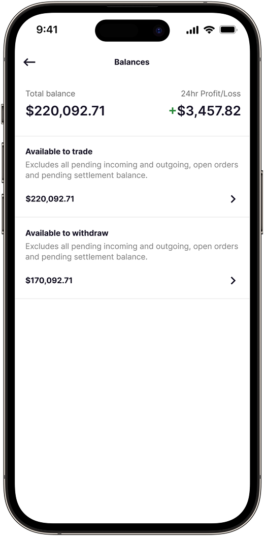 Total balance overview
