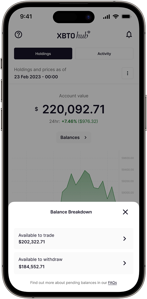 Balance detail with pending transactions