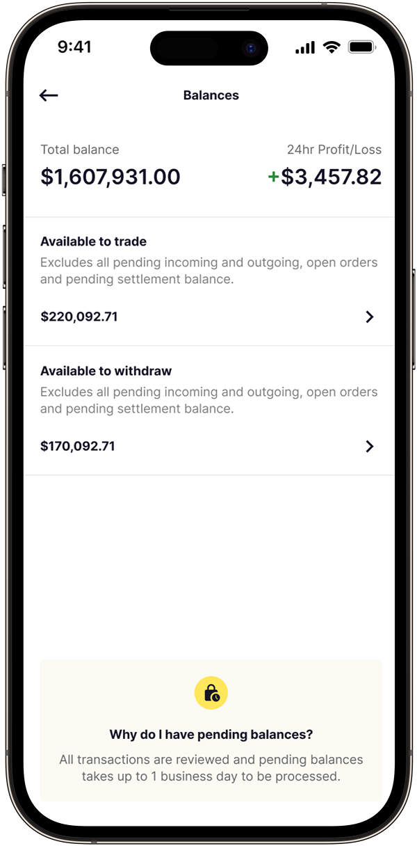 Expanded pending balance detail