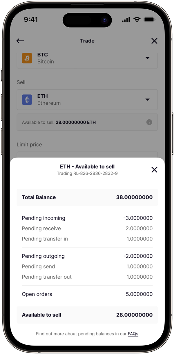 Sell balance detail modal